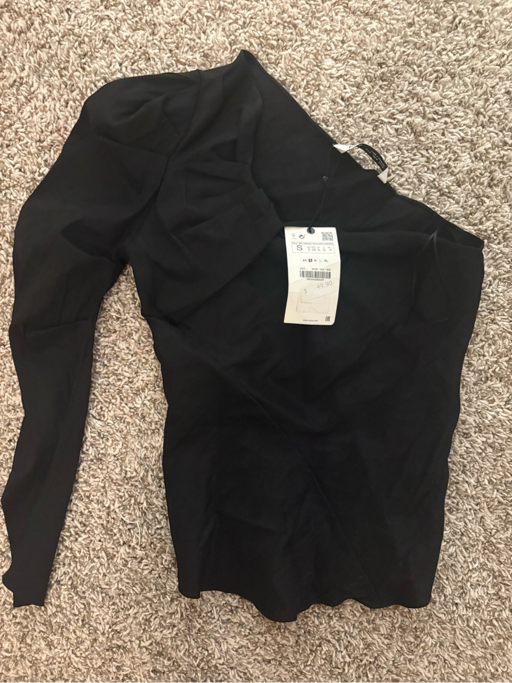 Zara Black One-Shoulder Ruffle Top